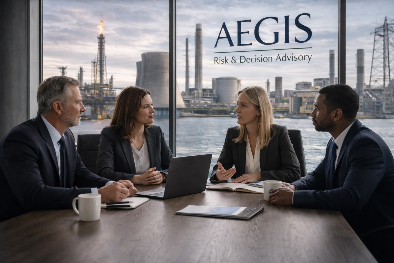 Aegis advisory team in a boardroom discussion